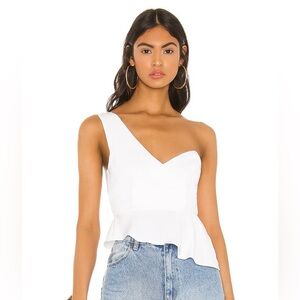 SUPERDOWN One Shoulder Peplum Waist Top